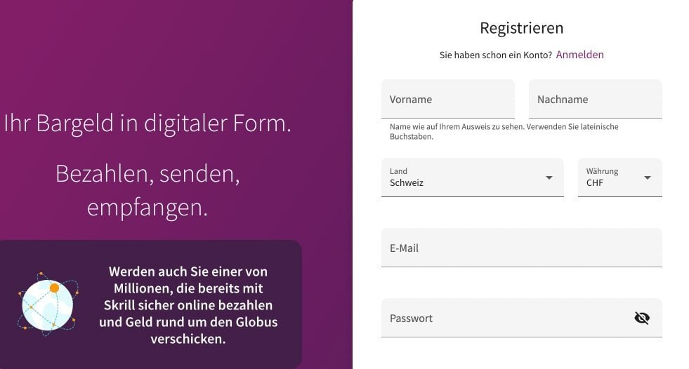 Skrill Registrieren
