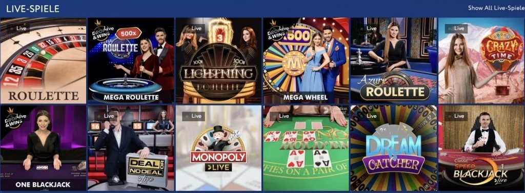 Live Spiele EuSlot Casino Spieleauswahl für das Live Casino