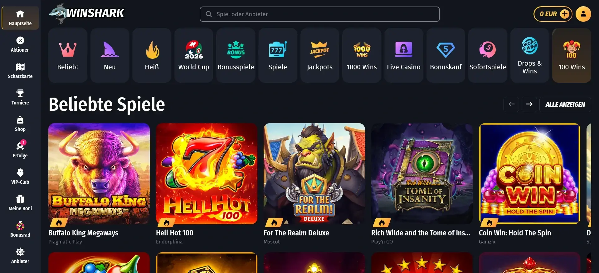 WinShark Casino Spielautomaten